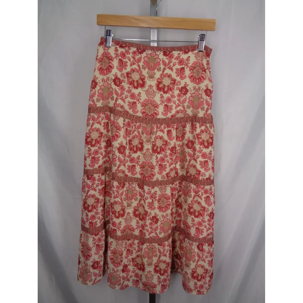 Ann Taylor Loft Vintage Chiffon Tiered Skirt Sz 4 Cottagecore Whimsical Romantic